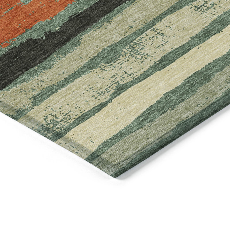 Sage Rectangular Synthetic Flat Woven Washable Rug 20" x 30"