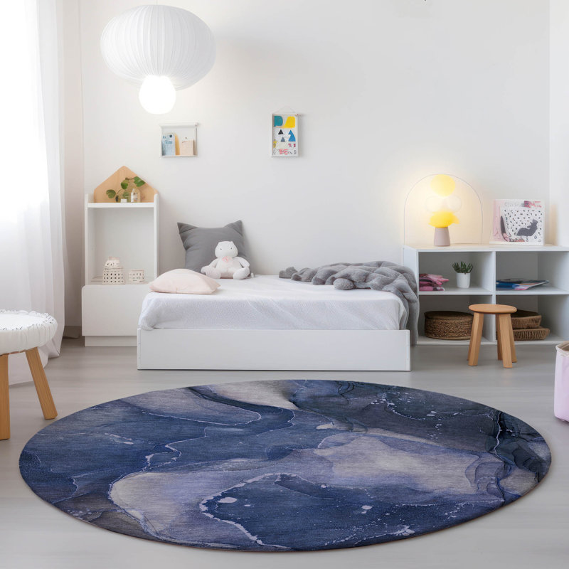 Blayr Washable Abstract Indoor / Outdoor Rug, Round 8'