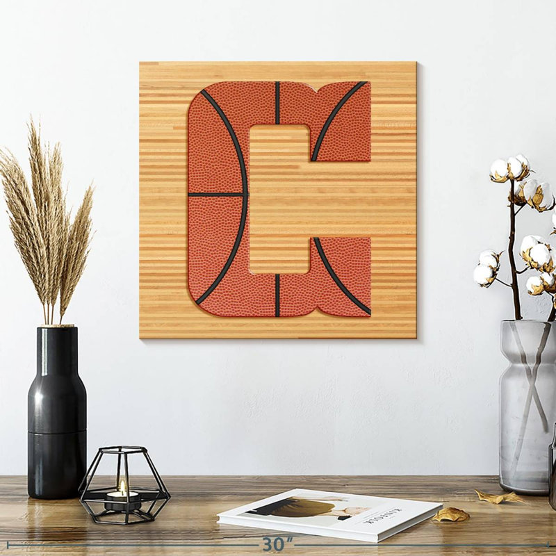 «Basketball C Alphabet» sur toile, H 16 po x l 16 po x P 1,25 po