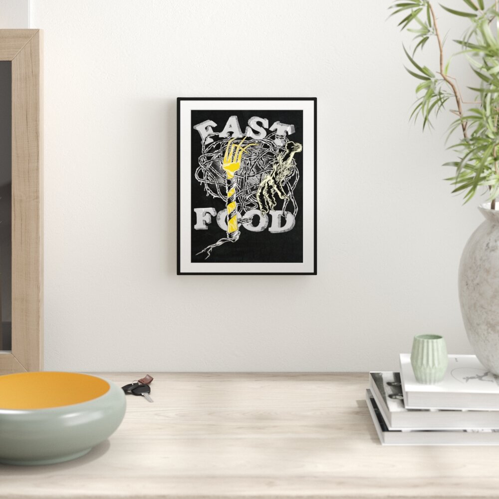 Gerahmtes Poster Fast Food Black