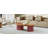 Oval Coffee Table with Red Leg Storage and Walnut Top