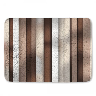 Brown Beige Vertical Stripes Bath Mat