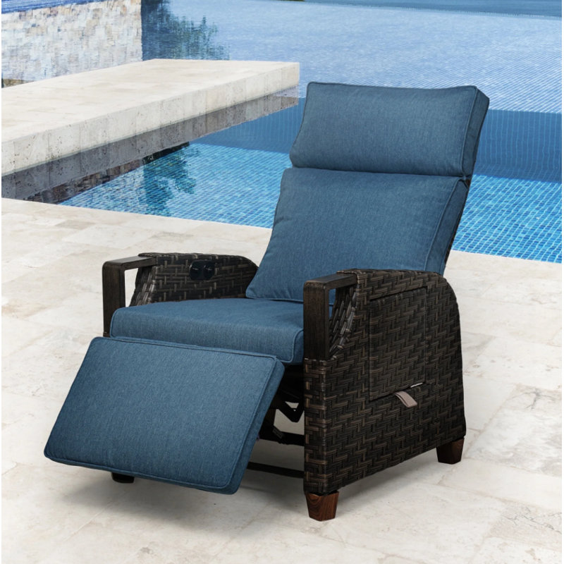 Fauteuil de patio gonflable EVERITE, Coussin bleu paon / cadre noir