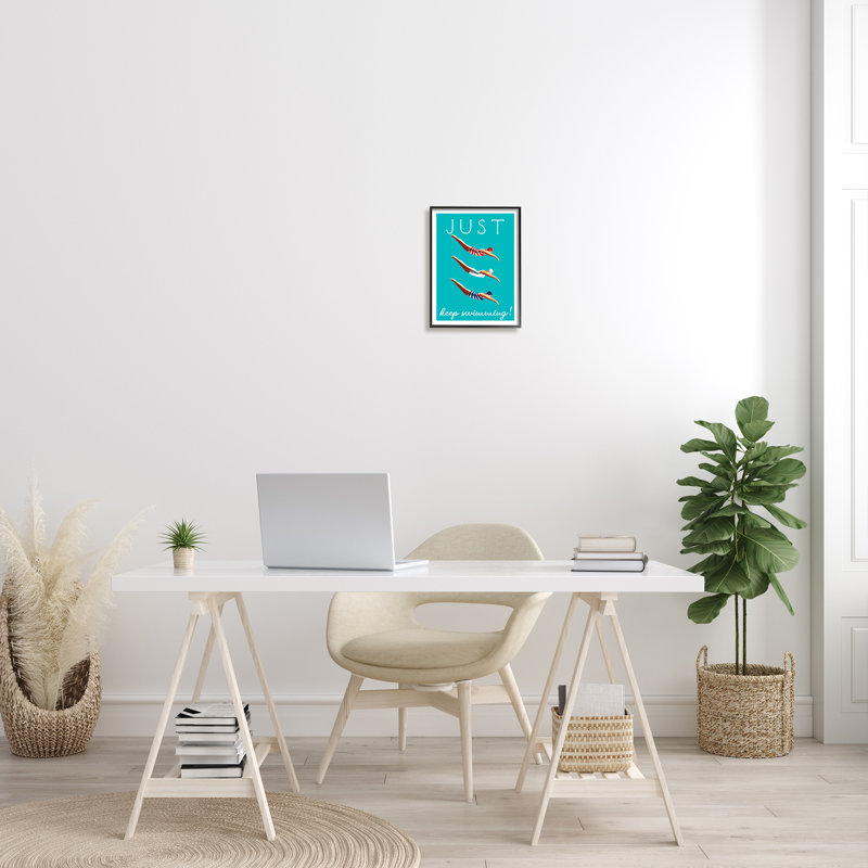 Just Keep Natation - impression, Giclée encadrée noir minuit, H 14 po x l 11 po x P 1,5 po