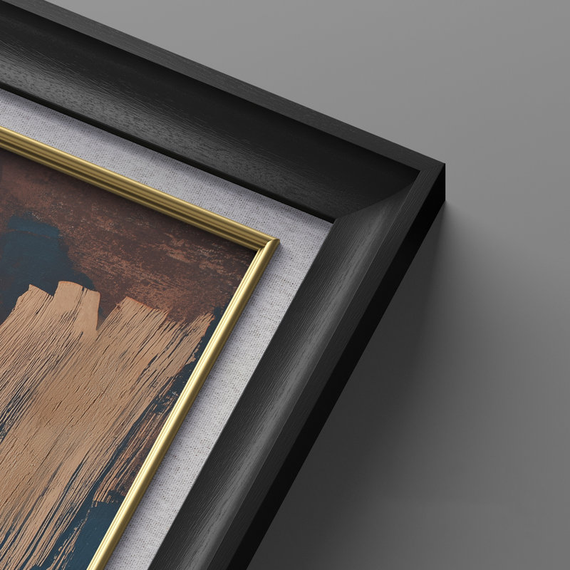 «Deep Blue Rust» abstraite audacieuse moderne - ensemble de 2 reproductions d'art encadrées de qualité supérieure sur papier 26 po x 36 po