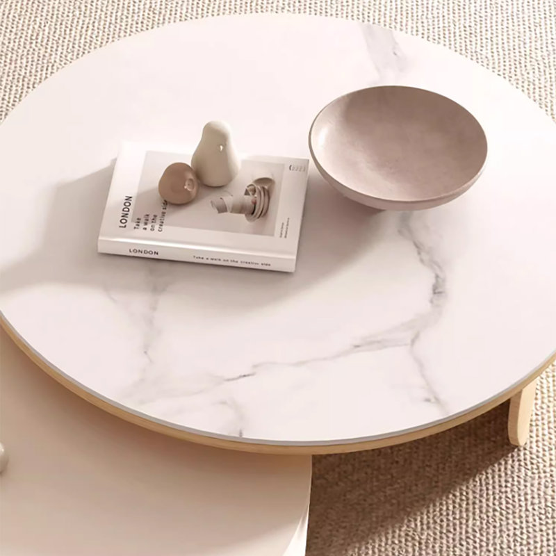 Brown Solid Wood Round Coffee Table