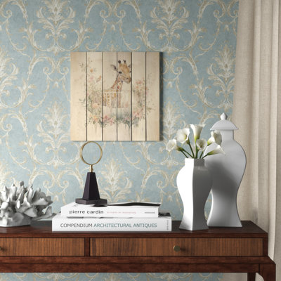 Agnew " Giraffe In Crib With Flowers "