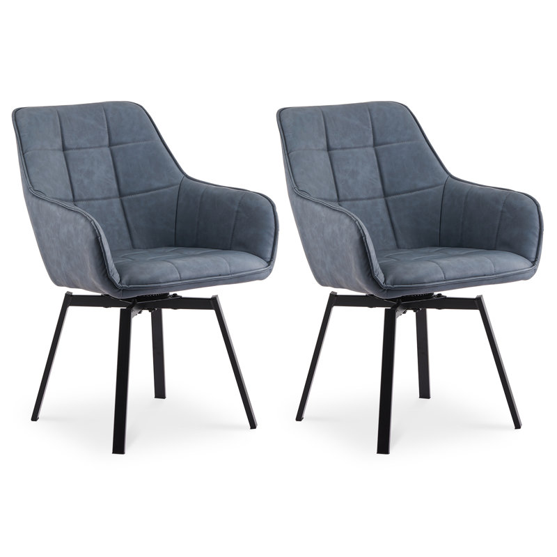 Byun 48cm H Upholstered Metal Armchair, Blue