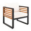 Grand ensemble de conversation extérieur pour 5 personnes avec coussins amovibles, structure en métal et bois d'acacia, canapé beige et table