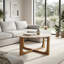 Table basse Adonia moderne en marbre et en bois pour le salon - petite table d'appoint avec base piédestal pour décoration intérieure élégante - brun clair et brun-1212456688