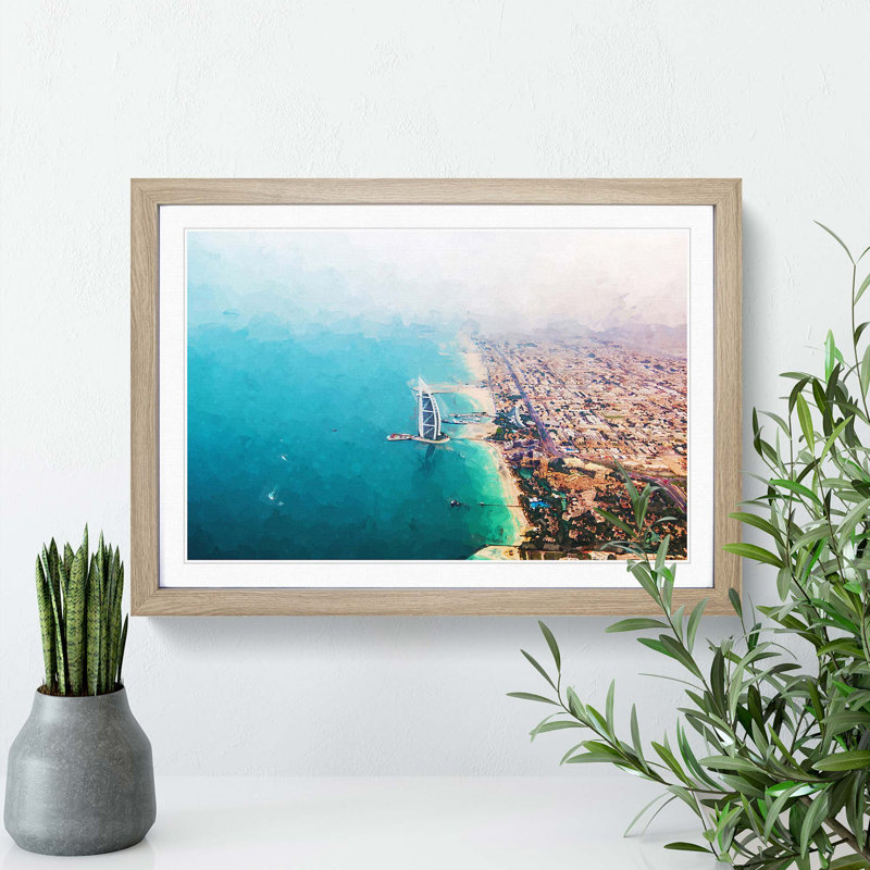 The Skyline of Dubai in Abstract - Framed Print, Oak, 35cm H x 50cm W x 2cm D