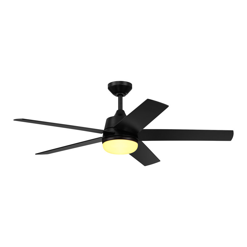 Purab 52'' Ceiling Fan with LED Lights, Matte Black