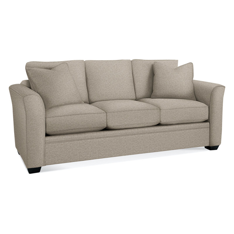 Bridgeport 85'' Upholstered Sofa, Black Finish, Innerspring Mattress, Beige Performance Fabric; 0851-73