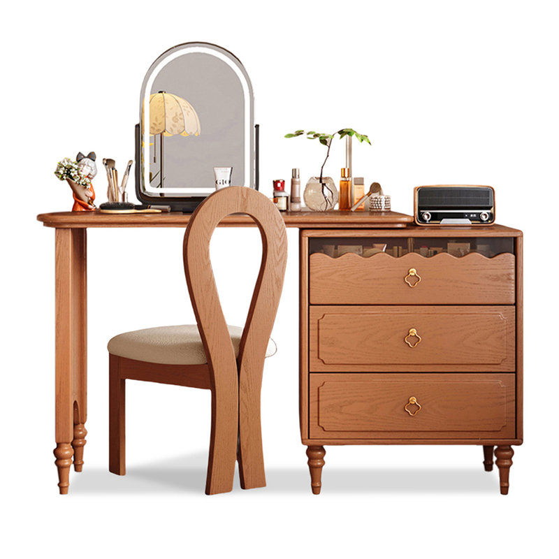 Coiffeuse avec miroir lumineux, 3 tiroirs, 1 chaise