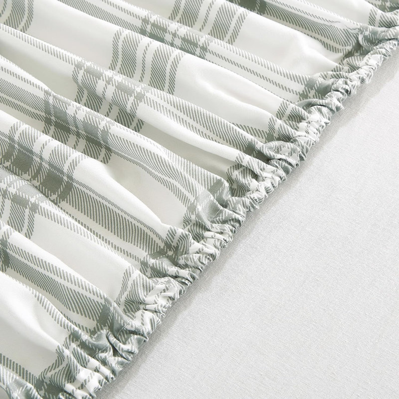 Gray and White Plaid Queen Microfiber Deep Pocket Sheet Set