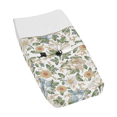 Housse de matelas à langer rétro à motif floral bleu et jaune par Sweet Jojo Designs