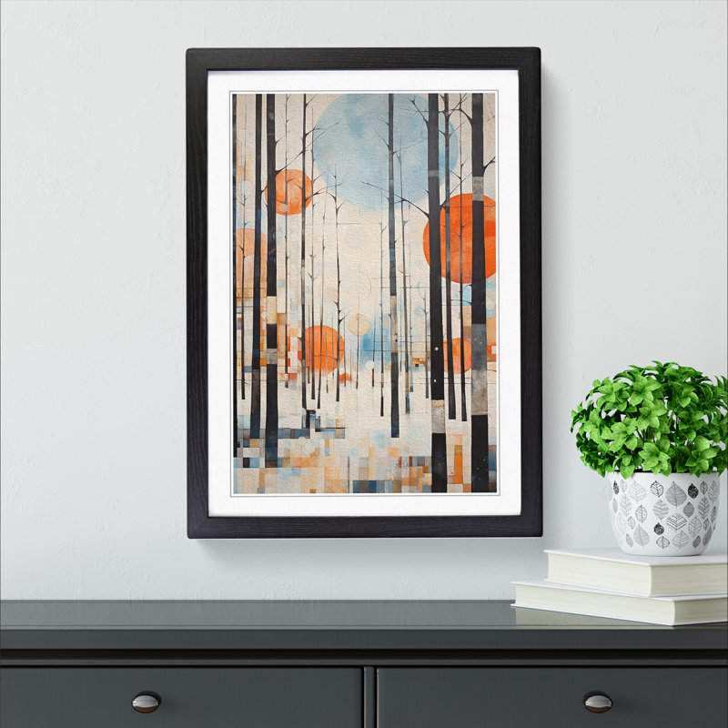Winter Forest Dadaism - Single Picture Frame Print on Wood, 34cm H x 25cm W x 2cm D, Black