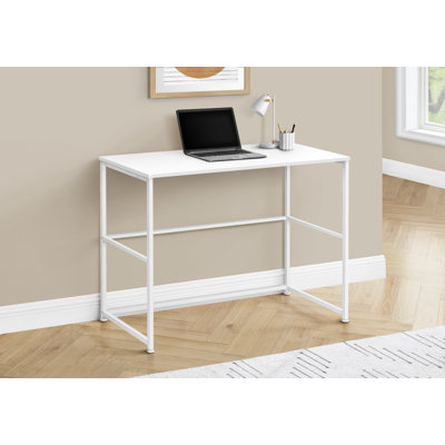 Bureau d'ordinateur 40 po avec tiroirs de rangement, stratifié blanc et métal, bureau à domicile, moderne | Idée cadeau