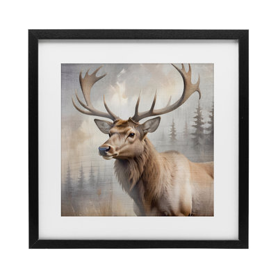 «Graceful Forest Stag», reproduction sous verre encadrée, conception par Susan Arnot