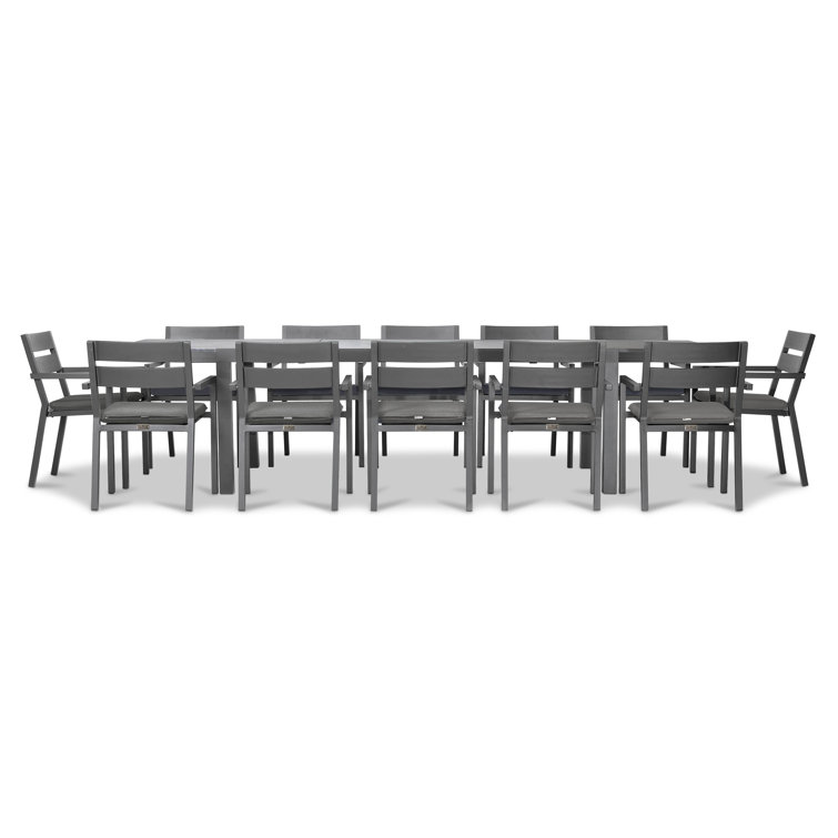 Vivant 12 - Person Metal Patio Dining Set with Extendable Rectangular Table , Cushions Included
