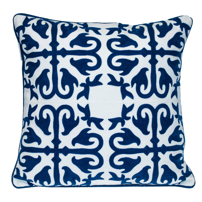 Parkland Collection Transitional Geometric Blue 20" x 20" Pillow, Blue