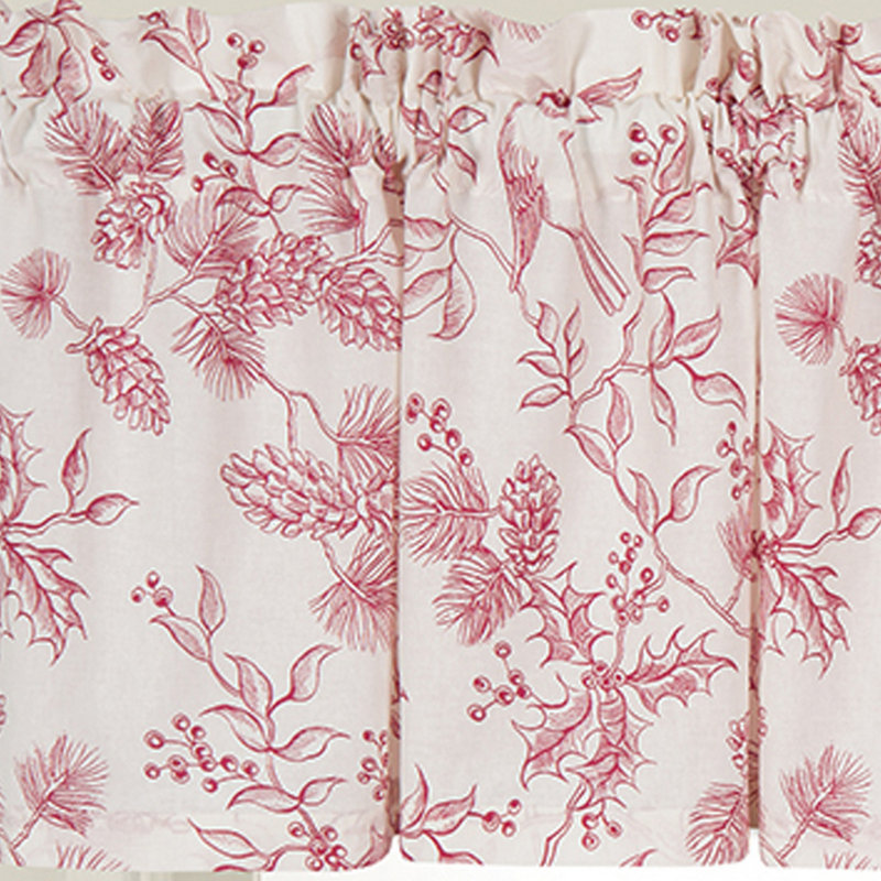 Evergreen Red and White Cotton Rod Pocket Valance