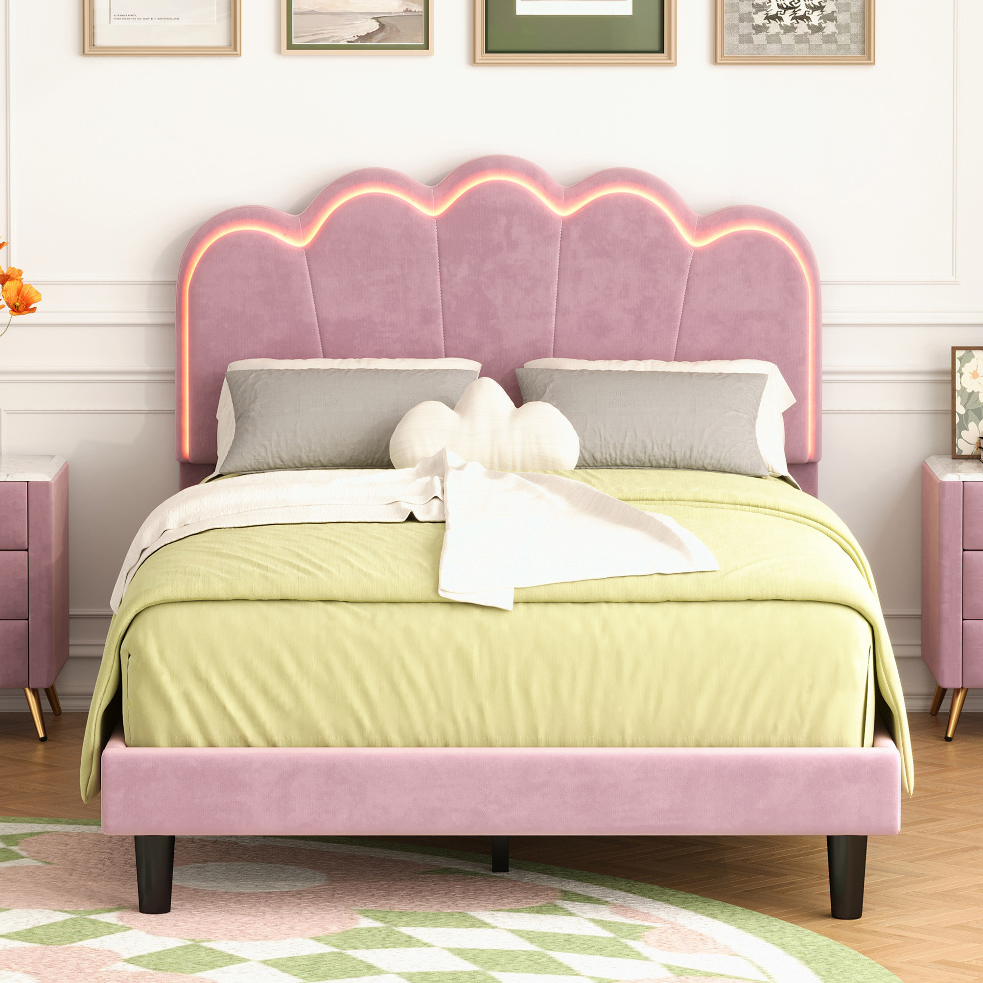 Mercer41 Upholstered Smart LED Bed Frame Wayfair Canada