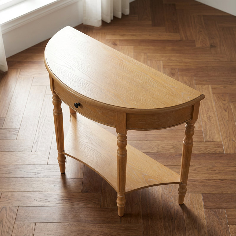 Console de style campagnard avec tiroir et tablette inférieure Farmhouse, Naturel