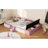 Queen Size Velvet Upholstered Daybed With Stairs & Gas Lift Storage Ottoman, Contrast Color, Padded Guardrails, Pink+White-1933615916-1933615914
