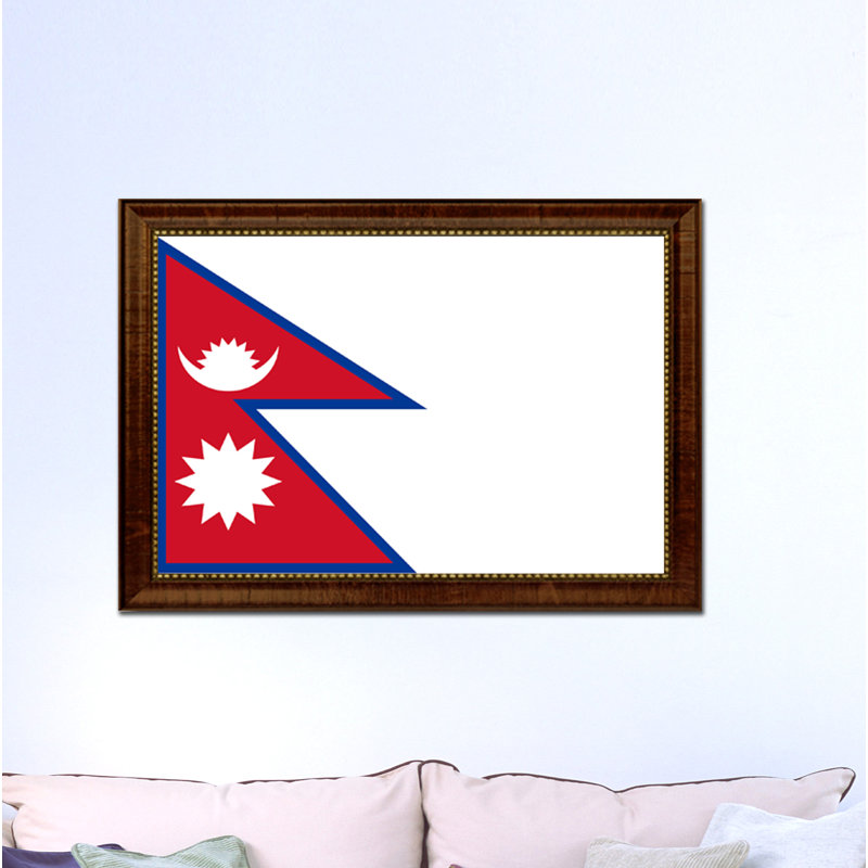 «Népal, drapeau national», impression sur toile encadrée, H 21 po x l 30 po x P 1 po, Encadrement noir