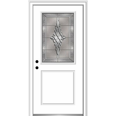 Grace Painted Both Sides The Same 1/2 Lite 1-Panel Fiberglass Prehung Front Entry Door on 6-9/16"" Frame -  Verona Home Design, ZZ3667457R