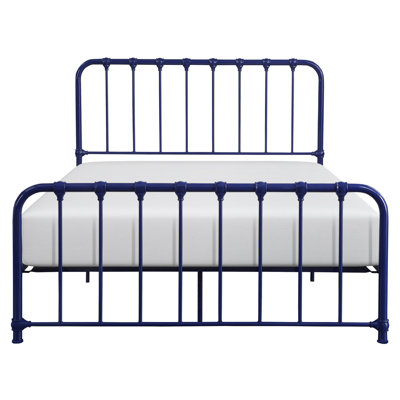 Lit plateforme bleu en métal pour une chambre à coucher avec un bleu magnétique et de doux rêves