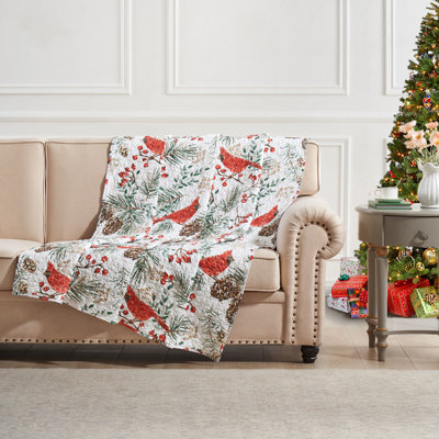 Greenland Home Fashions Cardinal Plaid Throw Red – 50"x60", Brushed Microfiber Shell, Cotton-Blend Fill, Machine Washable