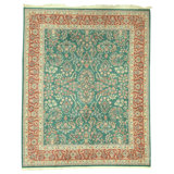 Hand Knotted Wool Oriental Area Rug in Green