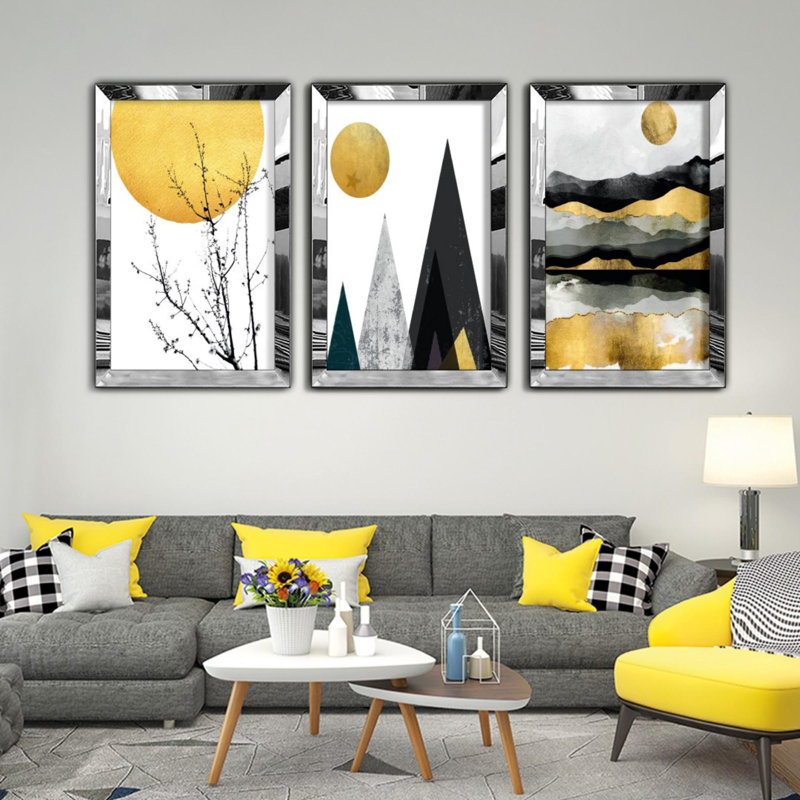 Superbe ensemble de 3 panneaux décoratifs en panneau de fibres à densité moyenne en plexiglas, 11,8 x 15,7 pouces chacun | 100% panneau de fibres à densité moyenne de 3 mm d'épaisseur et structure PLEXIGLASS durable | Art mural parfait pour le salon, la chambre à coucher et le bureau