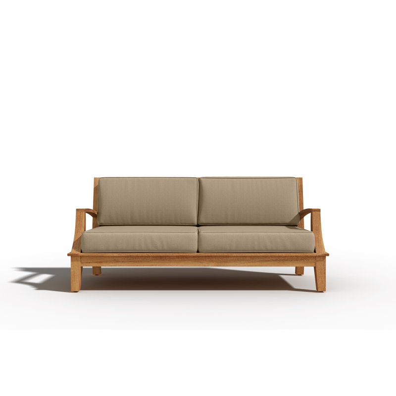 Jiraiya 3-Person Teak Outdoor Sofa with Sunbrella, Tan