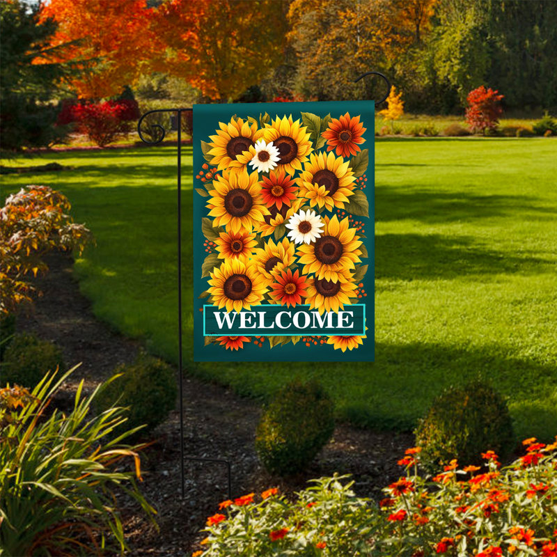 Drapeau de jardin « Bienvenue en automne » avec tournesols, 12 x 18 pouces