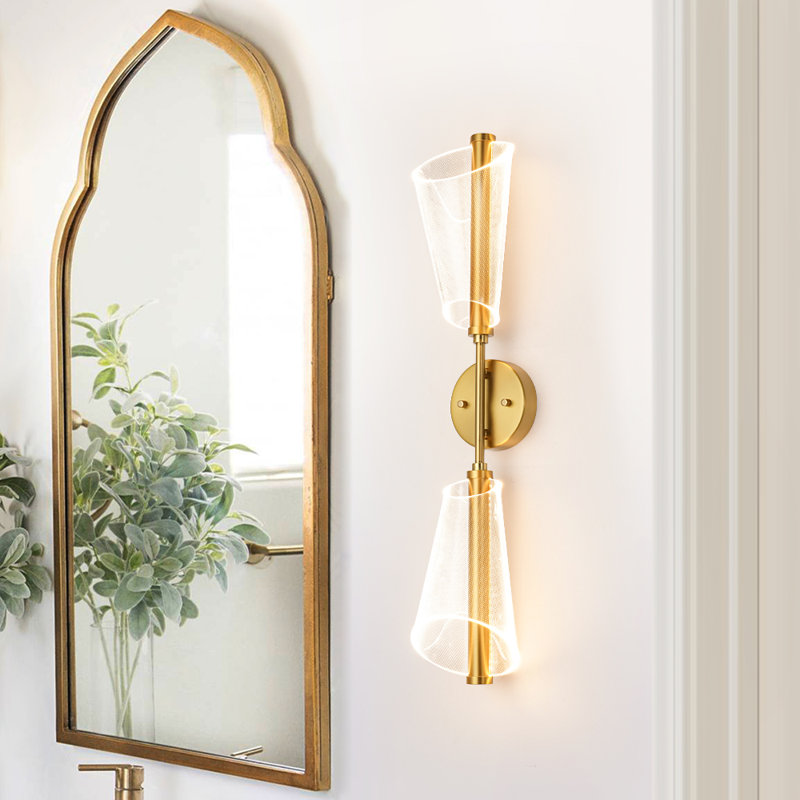Éclairage pour meuble-lavabo à 2 lumières coniques à 2 lumières à DEL, Laiton