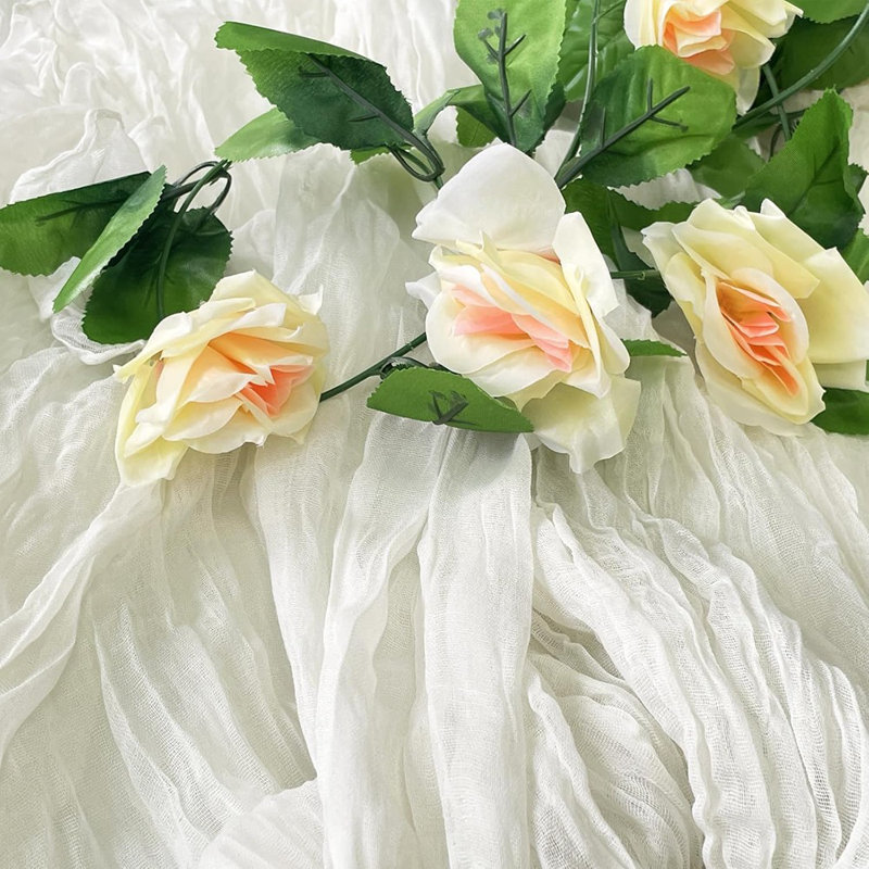 White Spring Summer Table Runner Cheesecloth