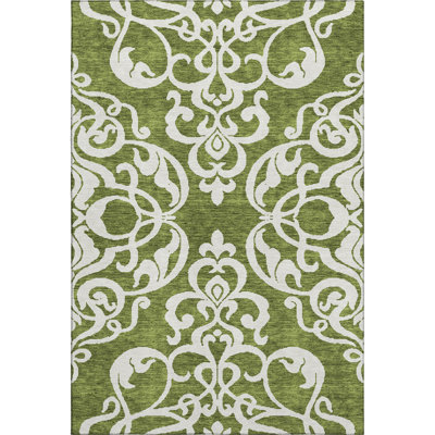 Premium Machine Washable Prisco Green Rug