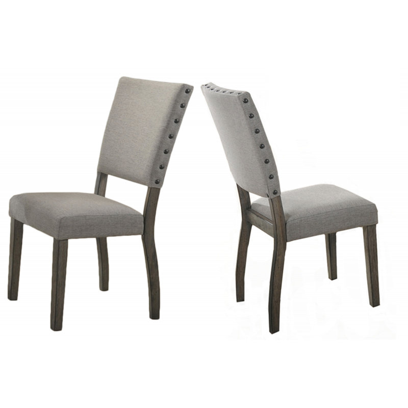 Ensemble de 2 chaises de salle à manger antiques gris clair