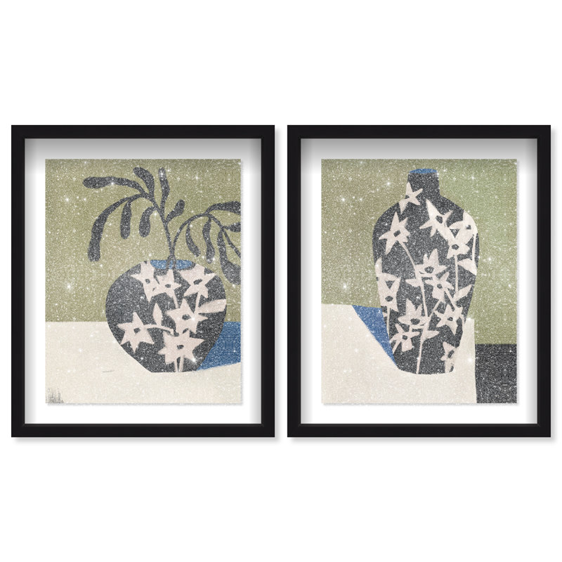 Noir Vase Set Set by Oliver Gal, 75"H x 63"W, Black Shadowbox