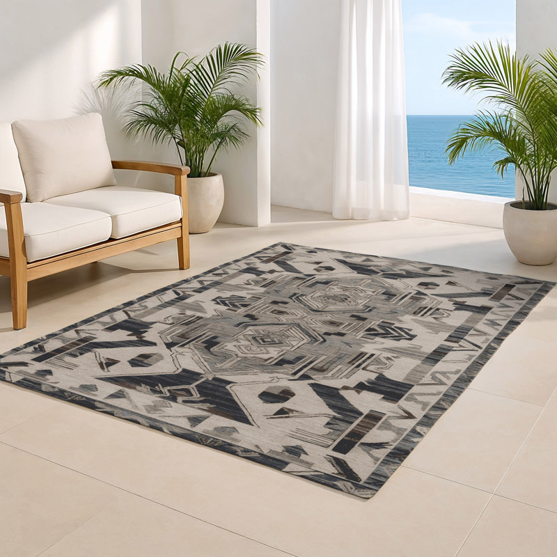 Tapis turc intérieur et extérieur gris, Rectangle 9 pi x 12 pi