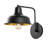 Industrial Farmhouse Matte Black Wall Sconce with Gold Interior Accents