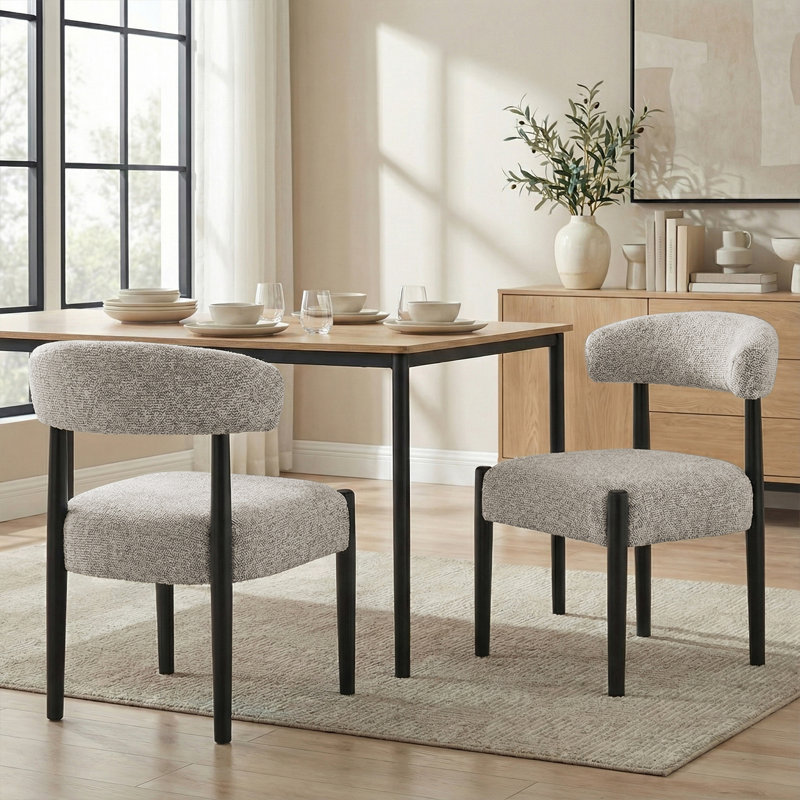 Upholstered Side Dining Chair (Set Of 2), Brown/Black