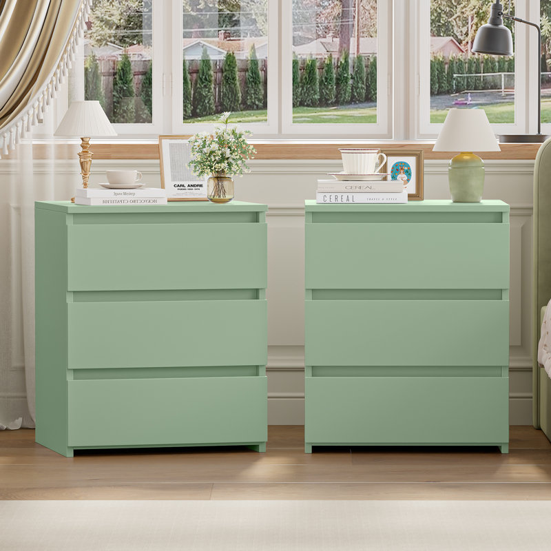 Bozidar 3 - Drawer Nightstand, Green