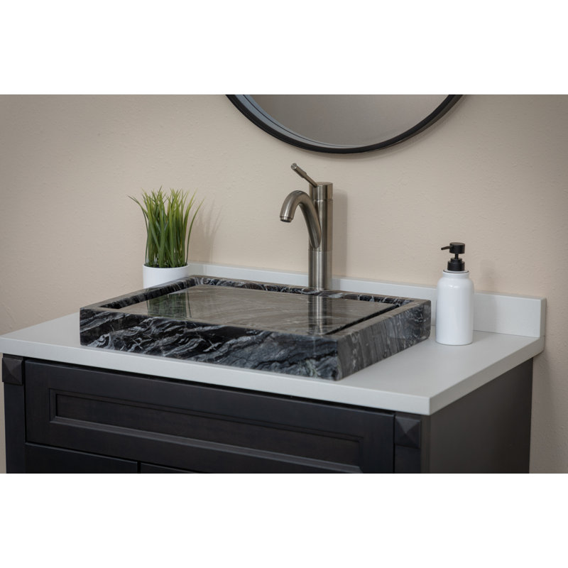 Eden Bath Infinity 16'' Mix Of Black, Gray, And White Stone Rectangular Bathroom Sink