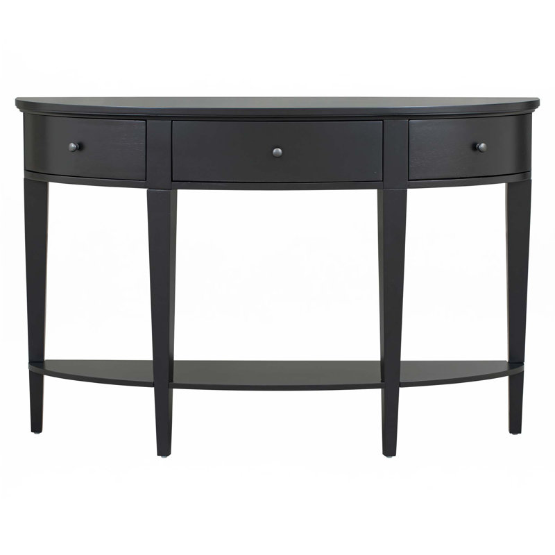 Modern Curved Console Table Sofa Table With 3 Drawers And 1 Shelf For Hallway, Entryway, Living Room, Black