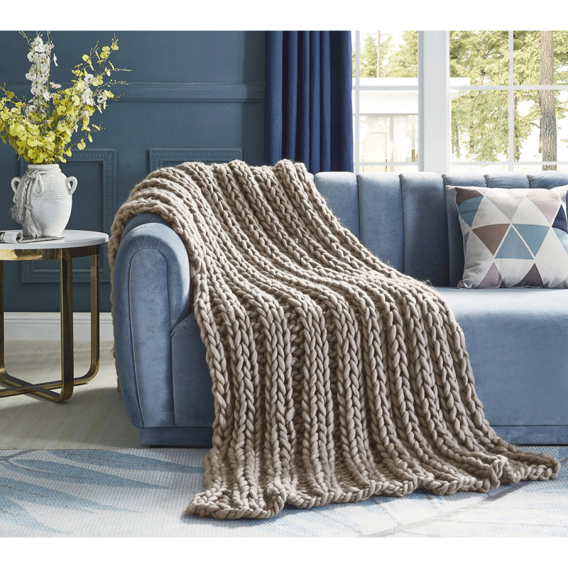 Jeté en tricot Cozy Tyme Keon, l 40 po x L 60 po, Taupe