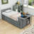Twin Three Drawers Wood Platform Bed with Desk,Built-in Trundle and Storage Shelf-790077832